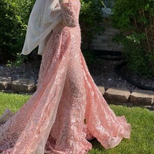 Elegant Pink Embroidered Gown